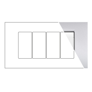 MAPAM Placca Metallo VIP 4P Silver - mod. VIP-P7004ME-SI - Compatibile con BTicino AIR
