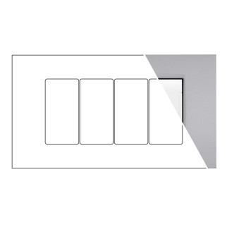 MAPAM Placca Metallo VIP 4P GrigioChiaro - mod. VIP-P7004ME-GC - Compatibile con BTicino AIR