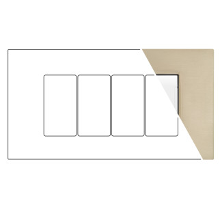 MAPAM Placca Metallo VIP 4P Champagne - mod. VIP-P7004ME-CH - Compatibile con BTicino AIR