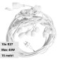 V-Tac VT-713 Catena da 15 Portalampada per Lampadine LED E27 Catenaria IP65 Colore Bianco - SKU 7699