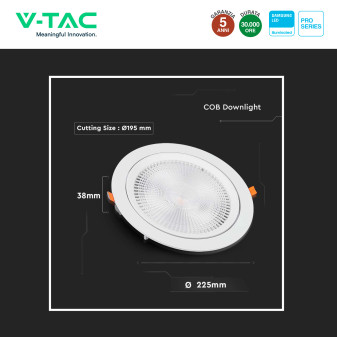 VT-2-30 Faretto LED 30W da Incasso Chip Samsung V-Tac Pro