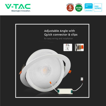 VT-2-10 Faretto LED 10W da Incasso Chip Samsung V-Tac Pro