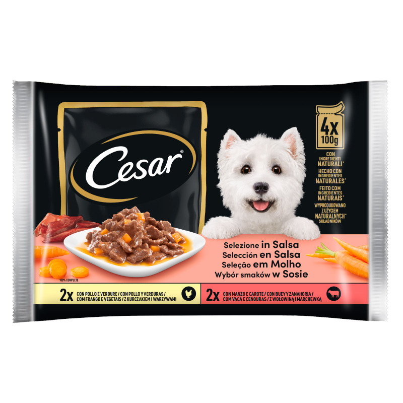 Cibo per Cani con Pollo e Manzo Cesar Selezione in Salsa