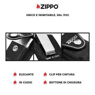 Custodia Zippo in Vera Pelle per Accendini mod. LPCBK Nera