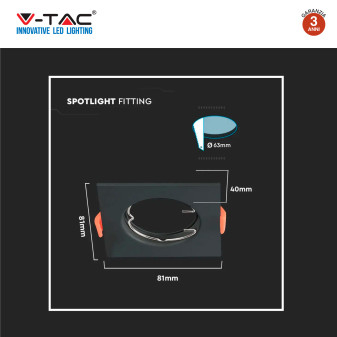 VT-930 2 Portafaretti Quadrati Neri per GU10 GU5.3 V-Tac