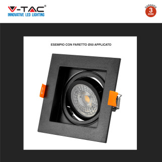 VT-933 Portafaretto Quadrato Nero per GU10 GU5.3 V-Tac
