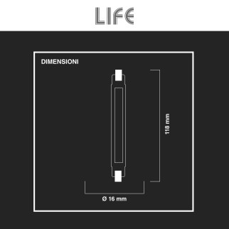 Lampadina LED R7s 9W Tubolare L118 Slim COB in Vetro Life