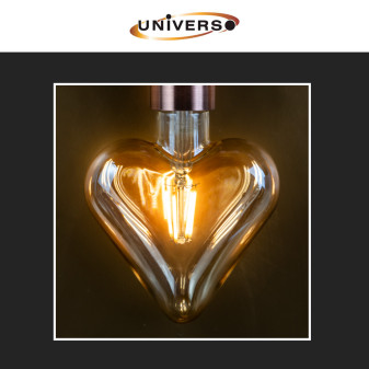 Lampadina LED E27 4W Cuore Filament Ambrata Universo
