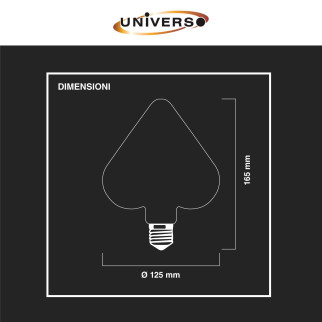 Lampadina LED E27 4W Cuore Filament Ambrata Universo