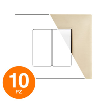 MAPAM Placca Tecnopolimero ART 2P Oro - Confezione 10pz - mod. ART-P8002-OR - Compatibile con BTicino LIVING