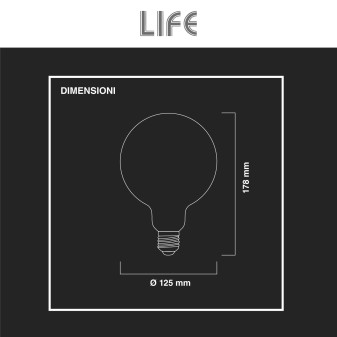 Lampadina LED E27 11W G125 Globo Filament Milky in Vetro Life