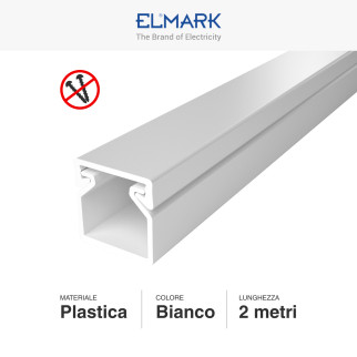 Canalina Passacavi Adesiva 12x12 in Plastica Bianca Elmark