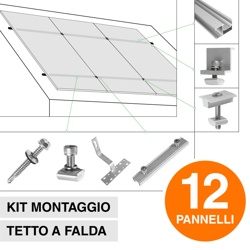 Kit Struttura Montaggio 12 Pannelli Solari Fotovoltaici V-Tac