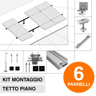 Kit Struttura per Montaggio 6 Pannelli Solari su Tetto Piano