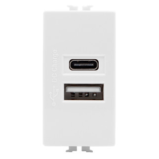 MAPAM Presa USB A+C T3-Joy JOY-F533BI Bianco - Confezione 10pz - mod. JOY-F533BI - Compatibile con BTicino MATIX