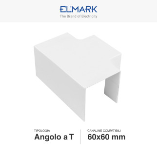 Elmark Angolo a T per Canaline Passacavi 60x60 in Plastica Bianca