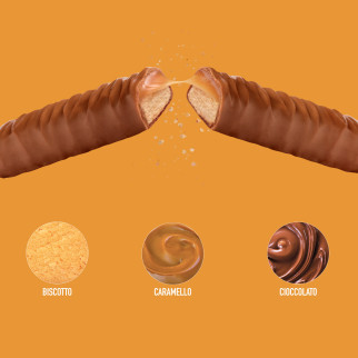 Snack con Biscotto e Caramella Mou Ricoperto di Cioccolata Twix 25x
