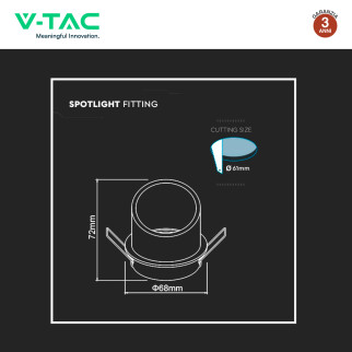 Portafaretto Rotondo GU10 e GU5.3 (MR16) Nero V-Tac VT-974