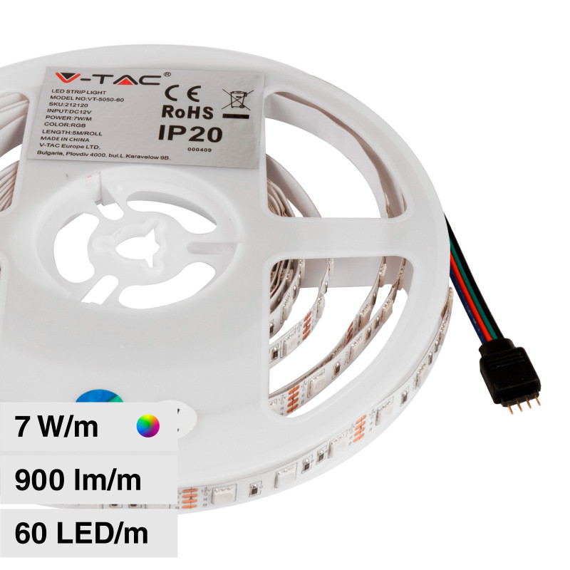 VT-5050-60 Striscia LED Flessibile 35W SMD RGB 60 LED/m 12V - 5m V-Tac