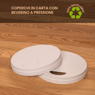 50 Bicchieri in Carta Riciclabile Rosso da 200ml e Coperchi