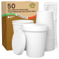 Bicchieri in Carta Riciclabile Colore Bianco da 240ml con Coperchi - Confezione da 50