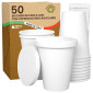 Bicchieri in Carta Riciclabile Colore Bianco da 360ml con Coperchi - Confezione da 50
