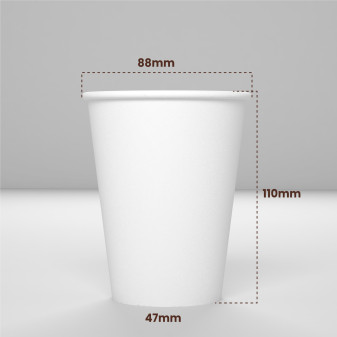 50 Bicchieri in Carta Riciclabile Bianco da 360ml e Coperchi