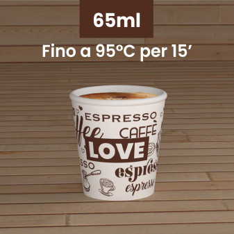 100 Bicchierini in Carta Riciclabile LoveWhiteCUP da 65ml e Coperchi