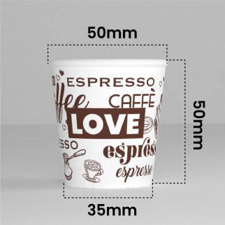 100 Bicchierini in Carta Riciclabile LoveWhiteCUP da 65ml e Coperchi