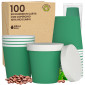 Bicchierini da Caffè in Carta Riciclabile Colore Verde da 65ml con Coperchi - Confezione da 100