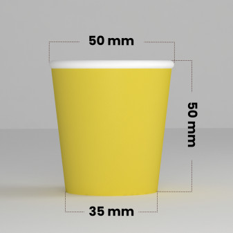 100 Bicchierini in Carta Riciclabile Colore Giallo da 65ml e Coperchi