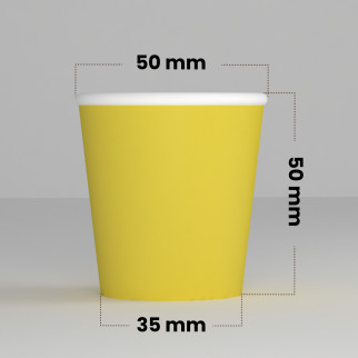 100 Bicchierini in Carta Riciclabile Colore Giallo da 65ml e Coperchi