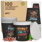 Bicchierini da Caffè in Carta Riciclabile Fantasia StrongLifeCUP da 65ml con Coperchi - Confezione da 100