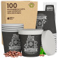 Bicchierini da Caffè in Carta Riciclabile Fantasia CuzcoCUP da 65ml con Coperchi - Confezione da 100