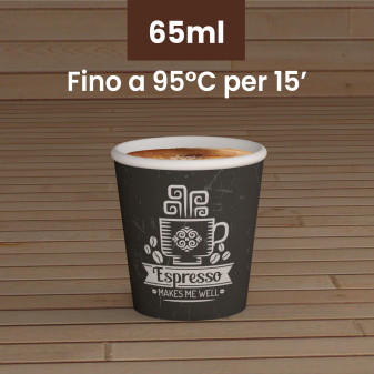 100 Bicchierini in Carta Riciclabile CuzcoCUP da 65ml e Coperchi