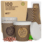 Bicchierini da Caffè in Carta Riciclabile Fantasia VintageCUP da 65ml con Coperchi - Confezione da 100