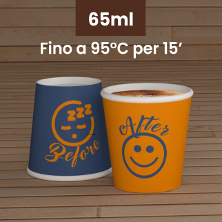 100 Bicchierini in Carta Riciclabile DownUpCUP Blue da 65ml e Coperchi