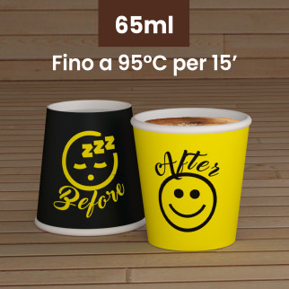100 Bicchierini in Carta Riciclabile DownUpCUP Yellow da 65ml e Coperchi