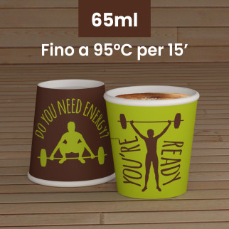 100 Bicchierini in Carta Riciclabile ReadyCUP da 65ml e Coperchi