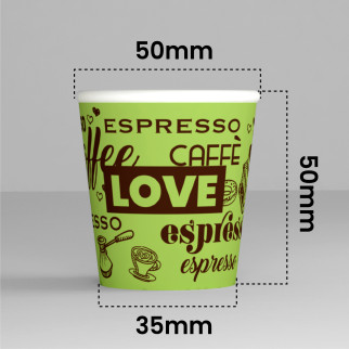 100 Bicchierini in Carta Riciclabile LoveGreenCUP da 65ml e Coperchi