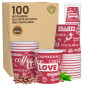 Bicchierini da Caffè in Carta Riciclabile Fantasia LoveRedCUP da 65ml con Coperchi - Confezione da 100