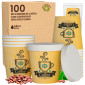 Bicchierini da Caffè in Carta Riciclabile Fantasia CuzcoCUP Yellow da 65ml con Coperchi - Confezione da 100