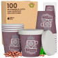 Bicchierini da Caffè in Carta Riciclabile Fantasia CuzcoCUP Brown da 65ml con Coperchi - Confezione da 100