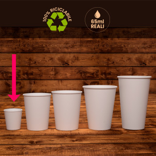 100 Bicchierini in Carta Riciclabile CuzcoCUP Brown da 65ml e Coperchi