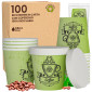 Bicchierini da Caffè in Carta Riciclabile Fantasia CuzcoCUP Green da 65ml con Coperchi - Confezione da 100