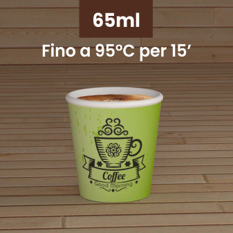100 Bicchierini in Carta Riciclabile CuzcoCUP Green da 65ml e Coperchi
