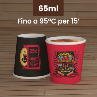 100 Bicchierini in Carta Riciclabile FlipperCUP da 65ml e Coperchi