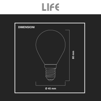 Life Lampadina LED E14 7W P45 Filament MiniGlobo in Vetro