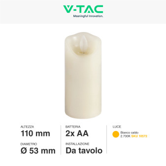 VT-7568 Lampada LED da Tavolo Effetto Candela 53x110mm V-Tac