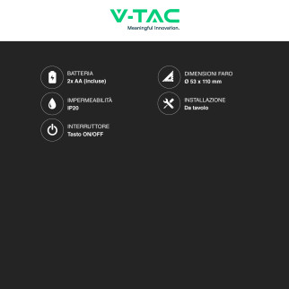 VT-7568 Lampada LED da Tavolo Effetto Candela 53x110mm V-Tac